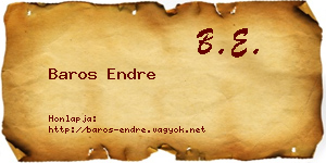 Baros Endre névjegykártya